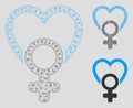 Female Love Vector Mesh 2D Model and Triangle Mosaic Icon
