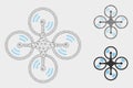 Flying Quadcopter Vector Mesh Network Model and Triangle Mosaic Icon