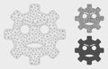 Gear Angry Smiley Vector Mesh Carcass Model and Triangle Mosaic Icon