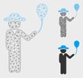 Gentleman with Balloon Vector Mesh Network Model and Triangle Mosaic Icon