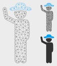 Gentleman Hitchhike Vector Mesh Wire Frame Model and Triangle Mosaic Icon