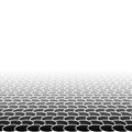 Mesh, grid in perspective vanish, diminish to distant horizon. Virtual 3D space render. Skyline converge abstract background. Royalty Free Stock Photo