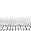 Mesh, grid in perspective vanish, diminish to distant horizon. Virtual 3D space render. Skyline converge abstract background. Royalty Free Stock Photo