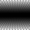 Mesh, grid in perspective vanish, diminish to distant horizon. Virtual 3D space render. Skyline converge abstract background. Royalty Free Stock Photo