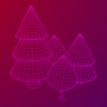 Mesh image of trees. Low poly background.