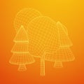Mesh image of trees. Low poly background.