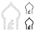 Islamic Church Vector Mesh Wire Frame Model and Triangle Mosaic Icon