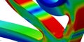 Mesh and local von mises stress results of a finite element analysis - 3d illustration