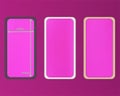 Mesh, magenta colored phone backgrounds kit. Royalty Free Stock Photo