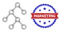 Hatched Binary Tree Web Mesh and Distress Bicolor Marketing Stamp Seal