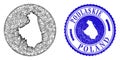 Mesh Net Inverted Podlaskie Voivodeship Map and Grunge Round Stamp Seal Royalty Free Stock Photo