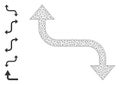 Polygonal Net Opposite Bend Arrow Icon with Simple Glyphs