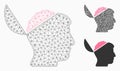 Open Brain Vector Mesh Wire Frame Model and Triangle Mosaic Icon Royalty Free Stock Photo