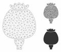 Opium Poppy Vector Mesh 2D Model and Triangle Mosaic Icon