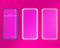 Mesh, pink colored phone backgrounds kit. Royalty Free Stock Photo