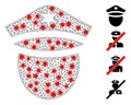 Polygonal Network Police Head Icon with Virus Elements Royalty Free Stock Photo