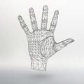 Mesh polygonal background hand of lines. The Royalty Free Stock Photo
