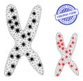 Carcass Mesh Chromosome Pictograms with Coronavirus Items and Rubber Round Coupon Code Stamp Royalty Free Stock Photo