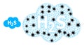 Triangulated Mesh Hydrogen Sulfide Cloud Icons with Coronavirus Elements