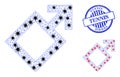 Polygonal Mesh Male Symbol Pictograms with Covid Nodes and Scratched Round Tennis Badge