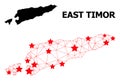 Mesh Polygonal Map of East Timor with Red Stars