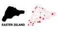 Mesh Polygonal Map of Easter Island with Red Stars Royalty Free Stock Photo