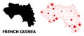 Mesh Polygonal Map of French Guinea with Red Stars