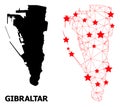 Mesh Polygonal Map of Gibraltar with Red Stars