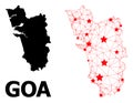 Mesh Polygonal Map of Goa State with Red Stars