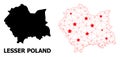 Mesh Polygonal Map of Lesser Poland Province with Red Stars
