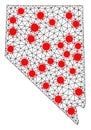 Mesh Polygonal Map of Nevada State with Red Coronavirus Nodes