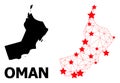 Mesh Polygonal Map of Oman with Red Stars