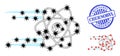 Wireframe Mesh Rush Atom Pictograms with Flu Parts and Grunge Round Chernobyl Stamp