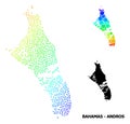 Wire Frame Polygonal Map of Bahamas - Andros Island with Red Stars