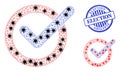 Carcass Mesh Vote Tick Pictograms with Virus Parts and Grunge Round Election Seal