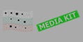 Scratched Media Kit Watermark and Polygonal Mesh Waving Bulgaria Flag with Infection Nodes