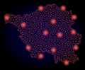 Polygonal Network Mesh Map of Saarland State with Red Light Spots