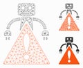 Robot Warning Vector Mesh Carcass Model and Triangle Mosaic Icon