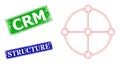 Grunged Crm Stamps and Triangle Mesh Round Grid Structure Icon