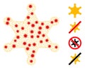 Polygonal Carcass Sheriff Star Pictogram with Infection Items