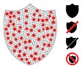 Polygonal Mesh Shield Pictogram with Infectious Items Royalty Free Stock Photo
