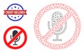 Polygonal Mesh Stop Microphone Icon and Grunge Bicolor Credit Declined Stamp