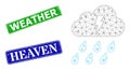 Distress Weather Stamps and Triangular Mesh Thunder Cloud Icon Royalty Free Stock Photo
