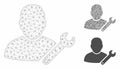 User Customize Wrench Vector Mesh 2D Model and Triangle Mosaic Icon Royalty Free Stock Photo