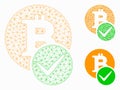Valid Bitcoin Vector Mesh Wire Frame Model and Triangle Mosaic Icon Royalty Free Stock Photo
