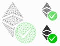 Valid Ethereum Classic Vector Mesh Wire Frame Model and Triangle Mosaic Icon
