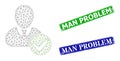 Grunge Man Problem Stamp Seals and Polygonal Mesh Valid User Icon