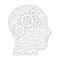 Mesh Vector Brain Gears Icon Royalty Free Stock Photo