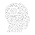 Mesh Vector Brain Gears Icon Royalty Free Stock Photo