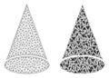Polygonal Wire Frame Mesh Cone Figure and Mosaic Icon Royalty Free Stock Photo